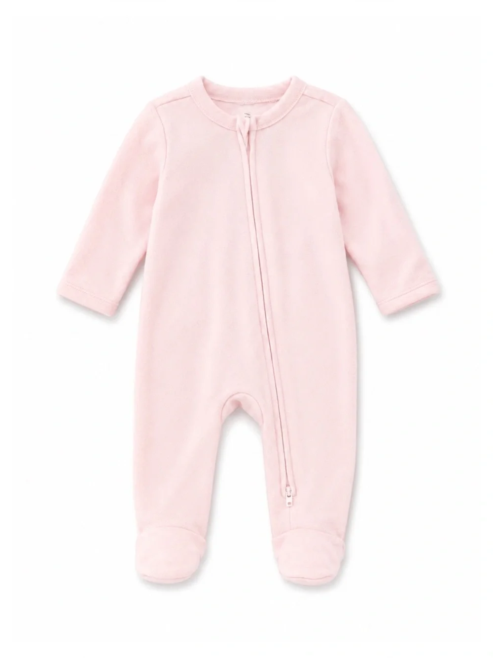 Old Navy Light Pink Soft Two-Way Zip Footie Pajamas Baby Girl Size 6-9M